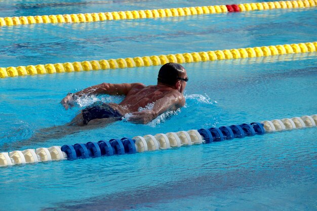 Schwimmer im großen Freibad