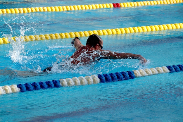 Schwimmer im großen Freibad