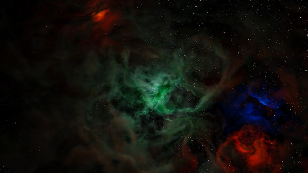 Sci fi paisagem cyberpunk estilo 3d render, universo de fantasia e fundo de nuvem de galáxias.