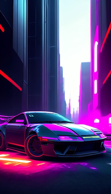 Sci fi realidade virtual estilo cyberpunk 3d render fundo do carro