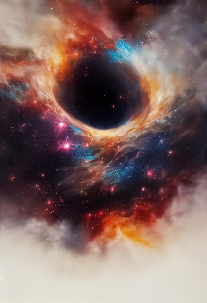 Science-Fiction-Hintergrund des Universums, Galaxie, Schwarzes Loch Abstrakter Hintergrund im Weltraum, 3D-Darstellung