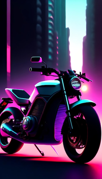 Science-Fiction-Virtual-Reality-Cyberpunk-Stil, 3D-Render-Fahrradhintergrund