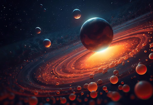 Science-Fiction-Weltraumvisualisierung Planetensystem