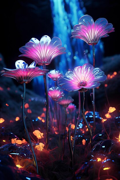 Scifi-Blumen Neon intrinsische Unterwelt