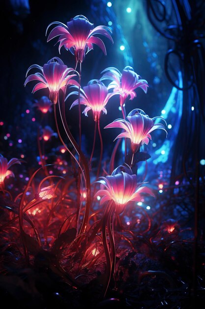 Scifi-Blumen Neon intrinsische Unterwelt