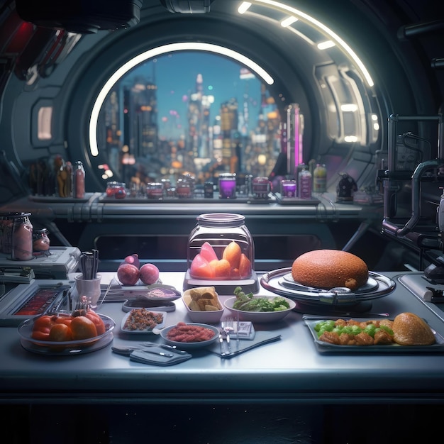 Foto scifi cocina del futuro