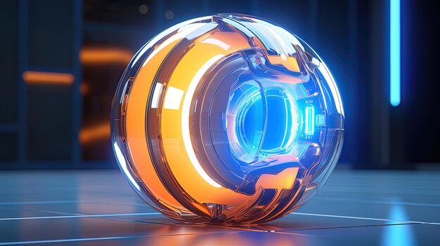 Scifi-futuristische Neonball-KI-Generation