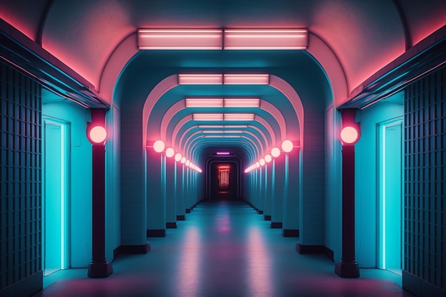 Foto scifi-korridorraum generative ki