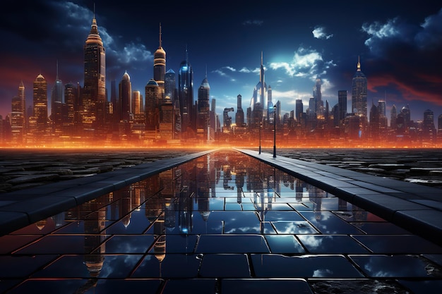 SciFi Night City Hintergrundtextur für futuristische städtische Entwürfe