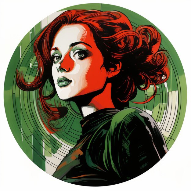 Foto scifi noir girl una imagen circular verde con un toque de martin ansin