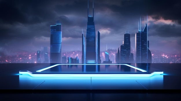 SciFi Schlank Acryl Podium futuristisches Stadtbild