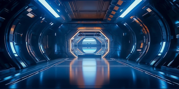 Scifi-Tunnel mit von der KI generierten Cyberpunk-Vibes