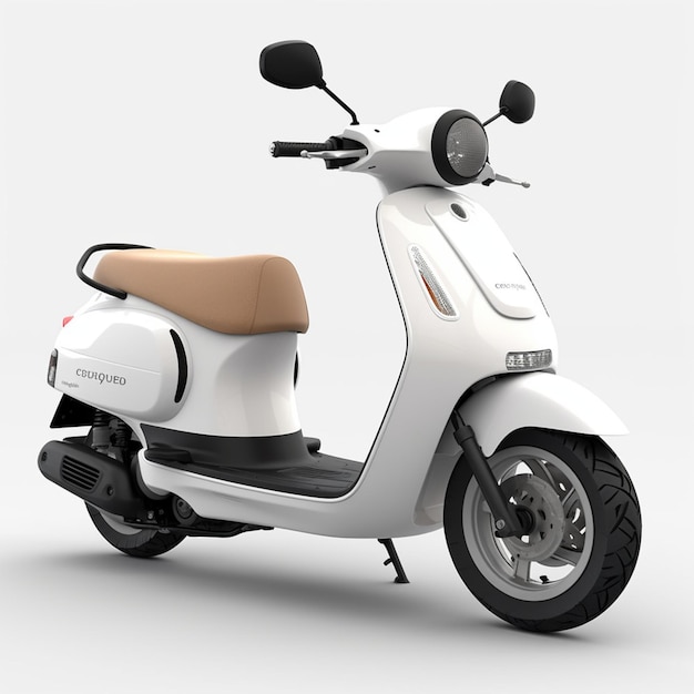 Una scooter blanca con la palabra vespa en el frente.