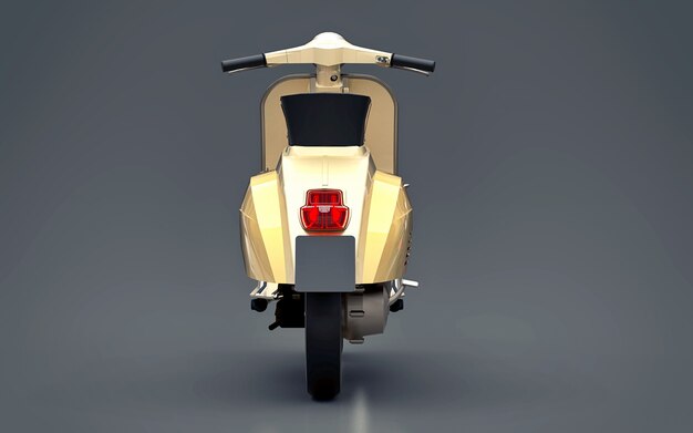 Scooter de ouro europeu vintage em um fundo cinza. renderização 3d.