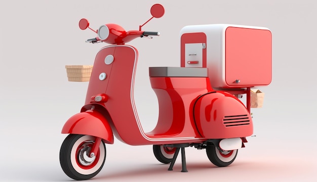 Scooter de entrega rojo con cajas Generative ai