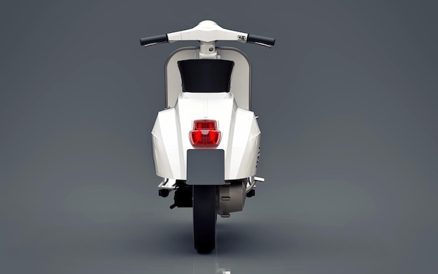 Scooter europeia vintage branca em fundo cinza renderização 3d