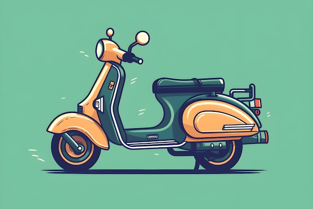 Foto un scooter con un fondo verde y la palabra vespa en él.