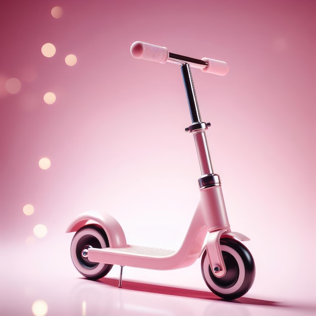 scooter rosa vintage en la calle sobre un fondo rosa