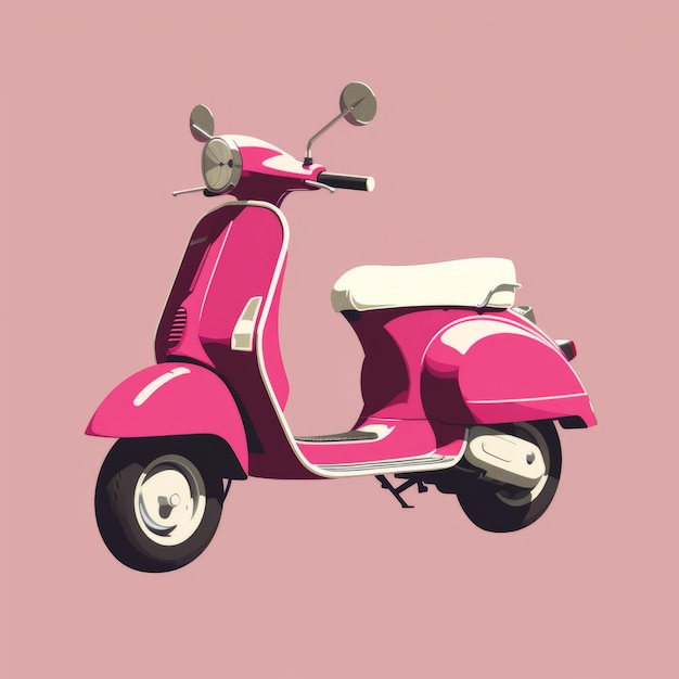 Scooter rosa vintage em design gráfico colorido de fundo magenta