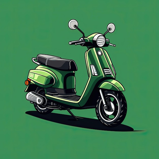 Scooter verde com assento preto Generative ai Ilustração com traços ousados