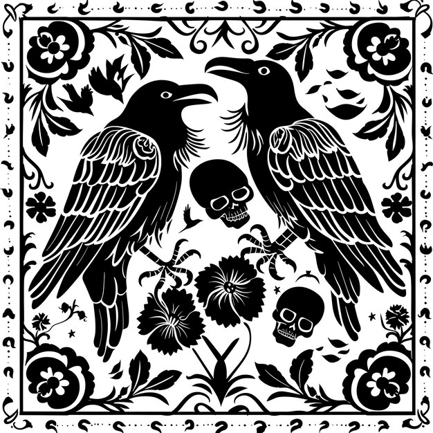 Scribble Folk Art Outline projeta camisetas pretas e brancas inspiradas na natureza e na herança medieval