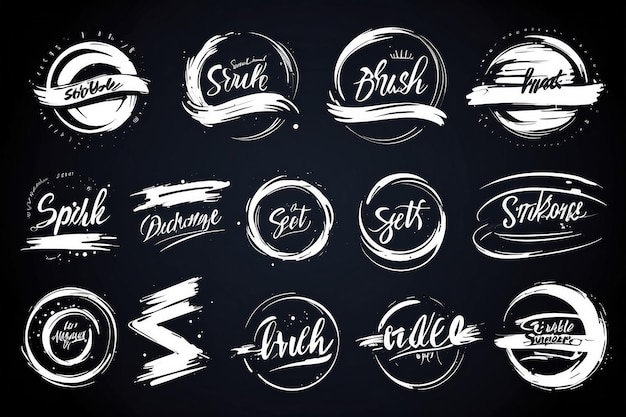 Scribble Pinselstriche Set Logo-Zeichen-Design-Ikonen-Element