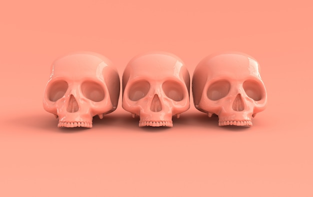 Scull humano Representación 3d Símbolo de cabeza de esqueleto muerto de Halloween de miedo
