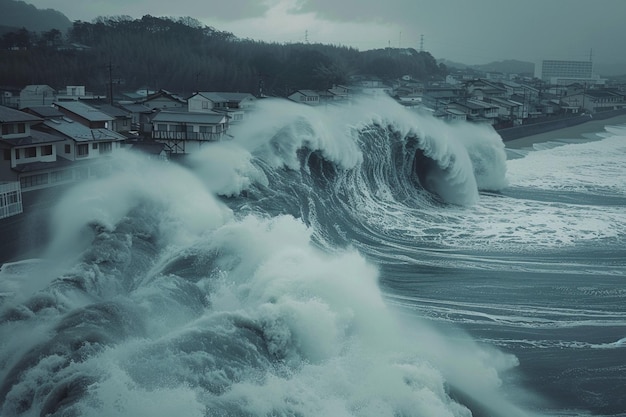 Foto sea testigo del asombroso poder de los tsunamis que se estrellan contra el generativo ai