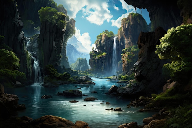 Sea testigo del poder de la naturaleza en la imponente cascada rodeada de acantilados escarpados
