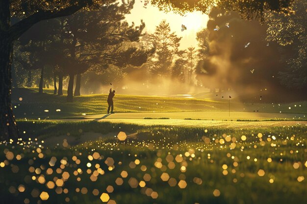 Foto sea testigo de la tranquilidad de un jugador de golf que comienza en la ia generativa