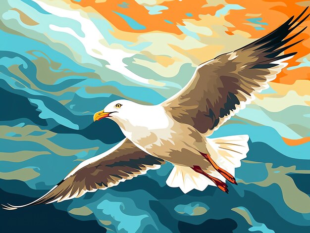 Seagull RetroInspired Whimsy en KidFriendly Vintage Illustration Style