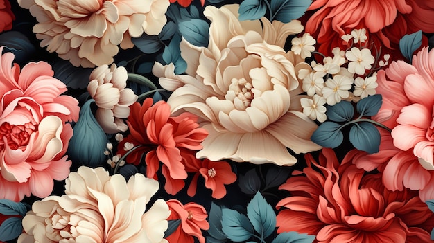 Seamless Beautiful Flower Illustrationsmuster