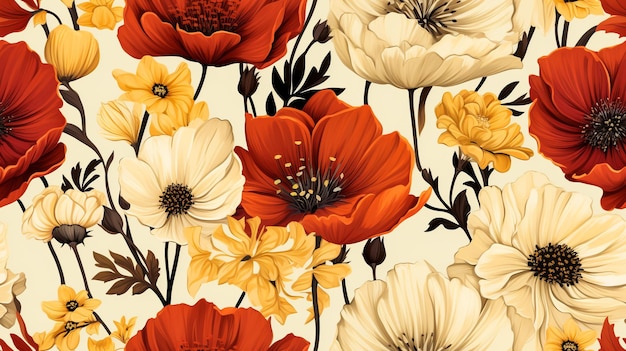 Seamless Beautiful Flower Illustrationsmuster