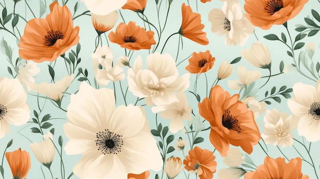 Seamless Beautiful Flower Illustrationsmuster