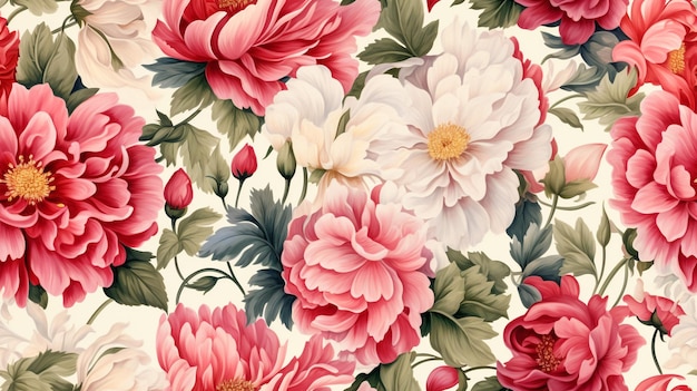 Seamless Beautiful Flower Illustrationsmuster