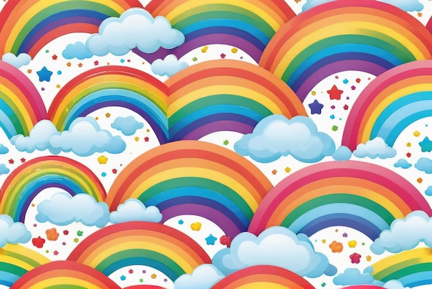 Seamless Cute Rainbow Digital Background (Fundo Digital do Arco-Íris)