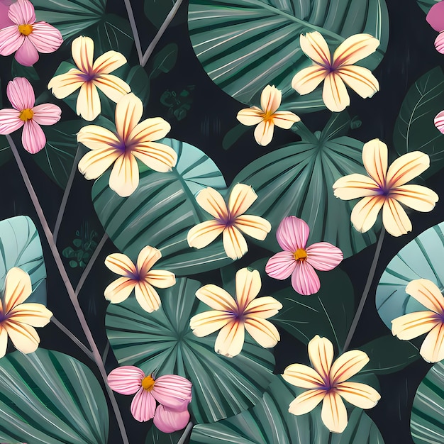 Seamless Floral Pattern Design Surface Flowers für Textilwiederholung Wallpaper Apparel AI generiert