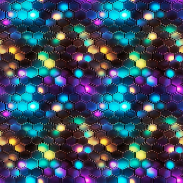 Foto seamless hexagon-muster leuchtend geometrischer honigstock hintergrund abstrakte farbe metall