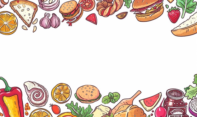 seamless pattern with hand drawn fast food vector illustration