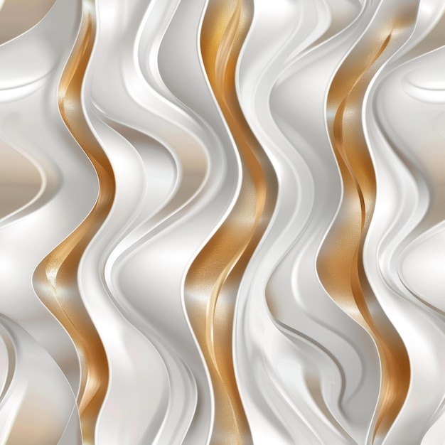 Seamless Wavy White und Gold Abstract Pattern Hintergrund