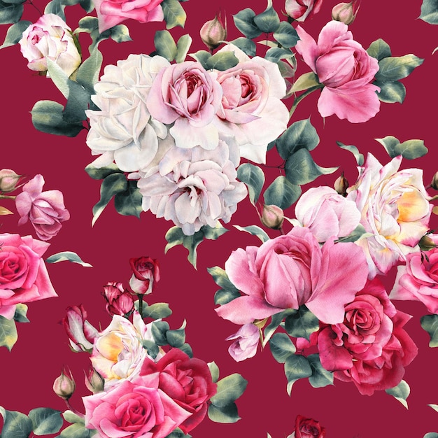 SeamlessFloralPadrãoComRosasAquarela