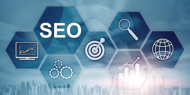 Search Engine Optimizing SEO em fundo abstrato de negócios Mídia mista