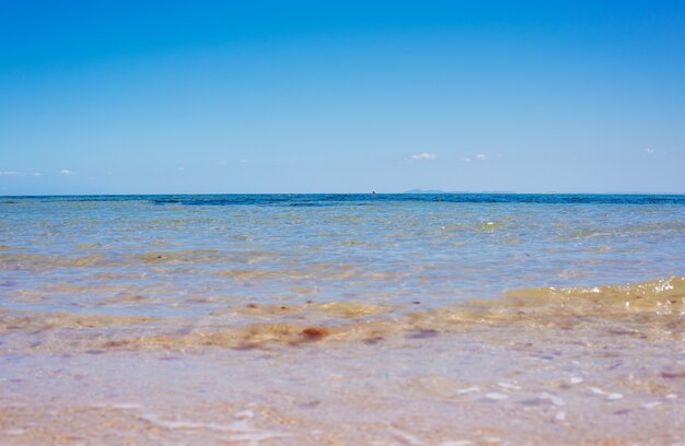 Seascape: cielo azul, océano y playa hermosa.