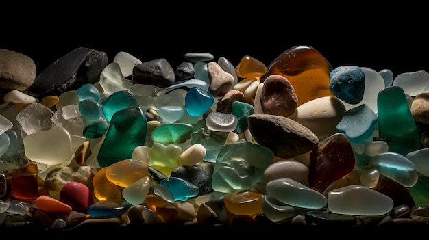 Seaside Mosaic Generative AICreated Sortiment von bunten Meeresgläsern
