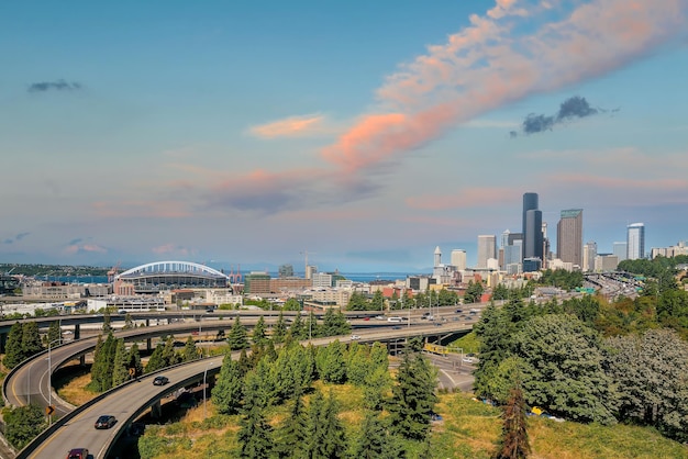 Seattle City Downtown Skyline Stadtbild des Staates Washington in den USA