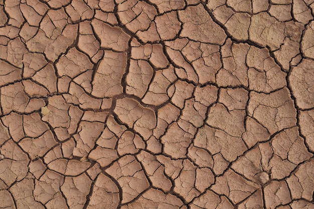 Seca terra rachada durante em uma estação chuvosa, porque a falta de escassez de chuva de água rachada textura do solo