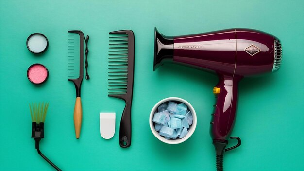 Secador de cabello y peine de cerca