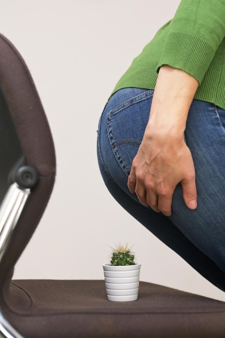 Foto seção média de mulher sentada em uma planta em vaso em uma cadeira