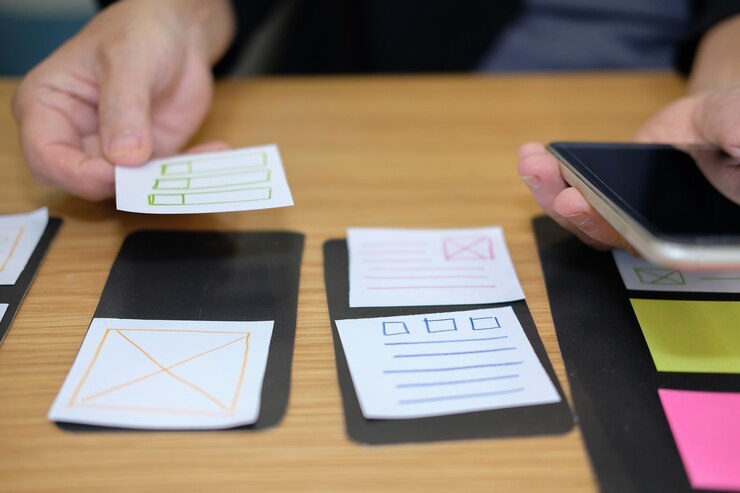 Foto seção média de programador trabalhando na mesa
