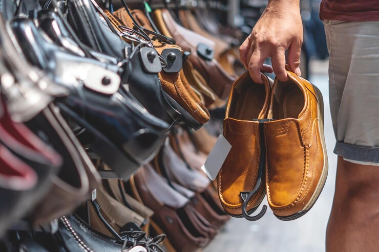 Foto seção média de um homem vestindo sapatos de couro